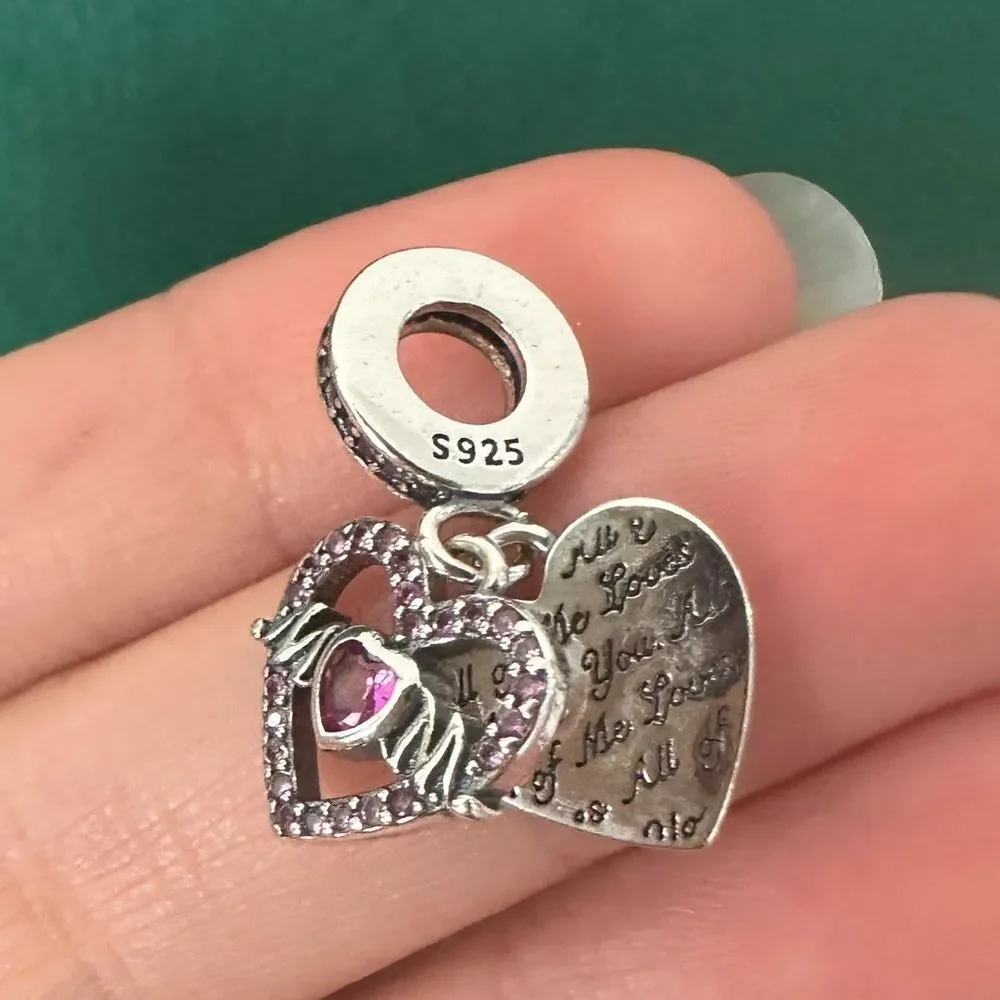 NWOT Mom Heart Pink Silver Pandora FIT Charm